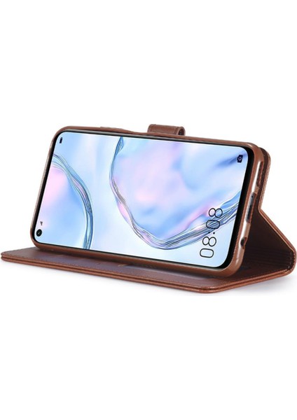 Huawei P40 Lite Buzağı Doku ile Yatay Çevir Deri Kılıf (Yurt Dışından)
