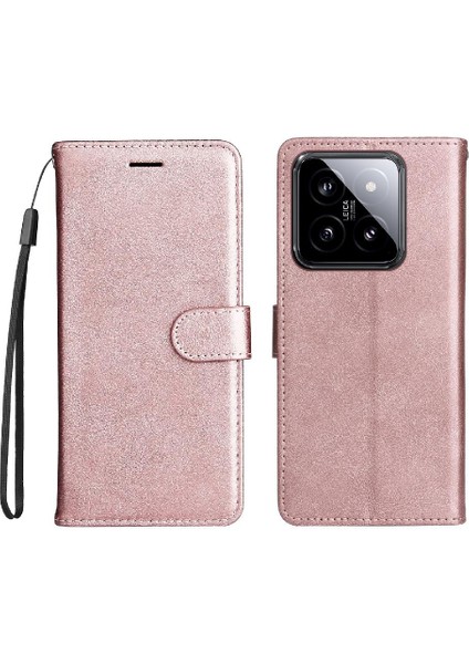 Xiaomi 14 Için Flip Case Klasik Düz Renk Yüksek Kaliteli Deri Iş (Yurt Dışından)
