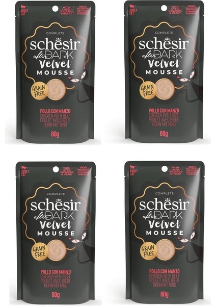 After Dark Tavuk ve Sığır Etli Pouch Mousse Kedi Yaş Mama 80 gr x 4 Adet