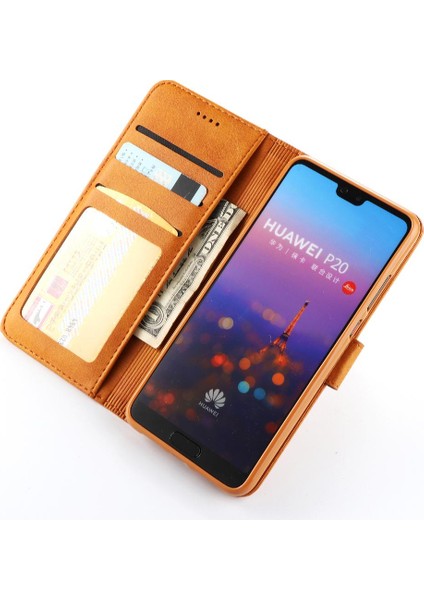 YH Mall Huawei P20 Buzağı Doku Yatay Kapak Kılıf Için Tutucu ile (Yurt Dışından)