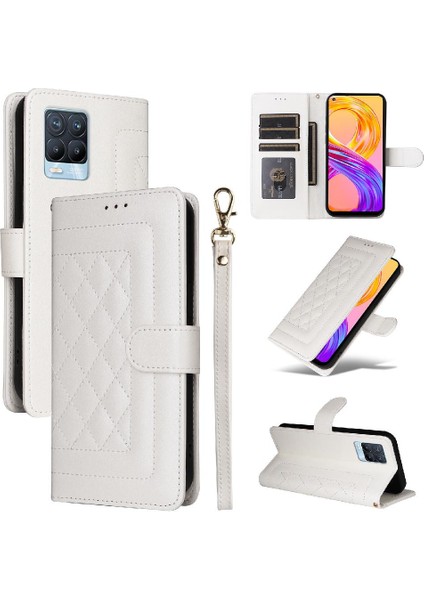 Realme Için Flip Case 8 4g/ 8 Pro Flip Kapak Cüzdan Basit Iş Deri (Yurt Dışından)