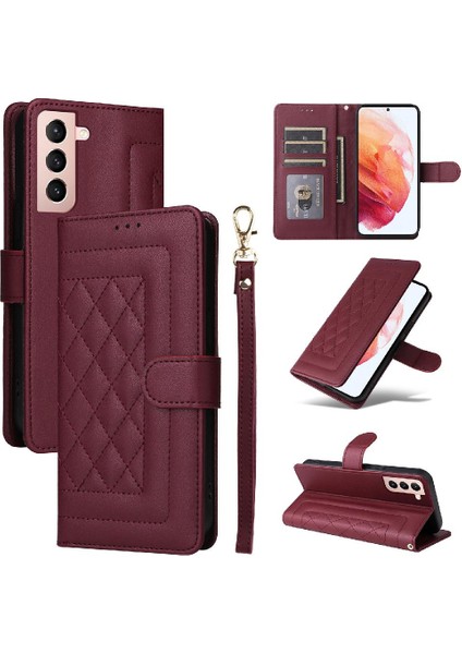 Samsung Galaxy S21 Için Flip Case Deri Kılıf Cüzdan Darbeye Basit (Yurt Dışından)