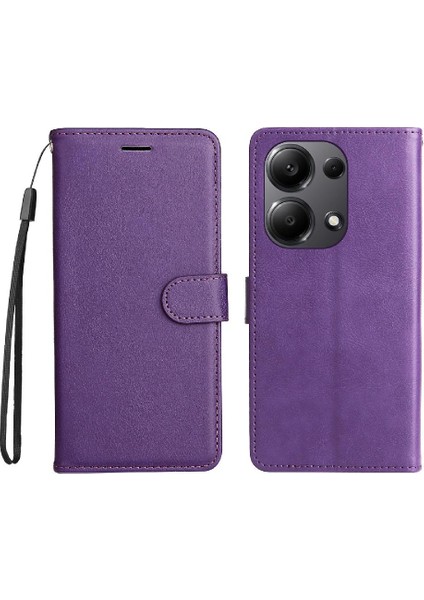 Xiaomi Poco M6 Pro 4g Için Flip Case Kart Yuvası ile Klasik Düz Renk (Yurt Dışından)