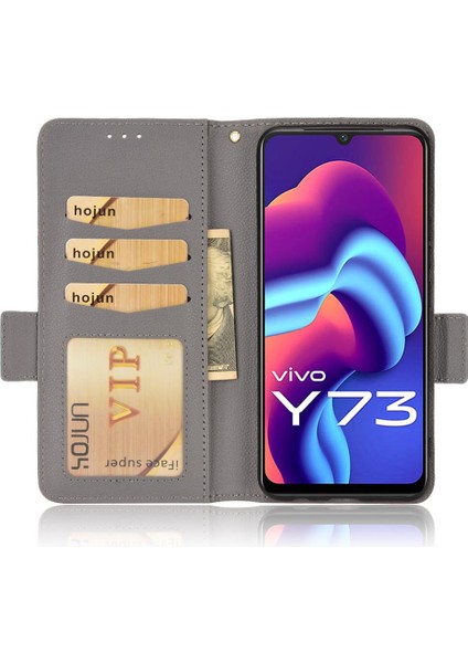 Vivo V21E 4g Için KILIF/Y73 2021 Yan Toka Kart Yuvaları Tutucu Cüzdan Pu (Yurt Dışından)