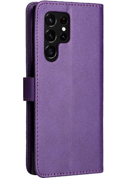 Kart Yuvası ile Samsung Galaxy S22 Ultra Klasik Düz Renk Için Flip Case (Yurt Dışından) indirimleri