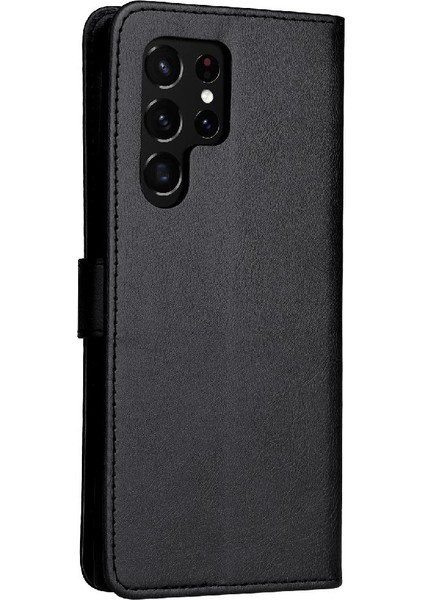 YH Mall Kart Yuvası ile Samsung Galaxy S22 Ultra Klasik Düz Renk Için Flip Case (Yurt Dışından)