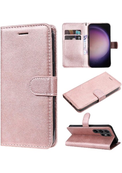 Kart Yuvası Klasik Düz Renk ile Samsung Galaxy S24 Ultra Için Flip Case (Yurt Dışından)