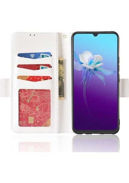 Vivo V20 Yan Toka Manyetik Kart Yuvaları Için Kılıf Tutucu Cüzdan Pu Deri (Yurt Dışından)