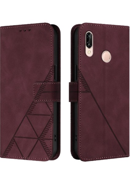 Huawei P20 Lite Için Kılıf Pu Deri Flip Folio Kitap Koruyucu Cüzdan Kart (Yurt Dışından)