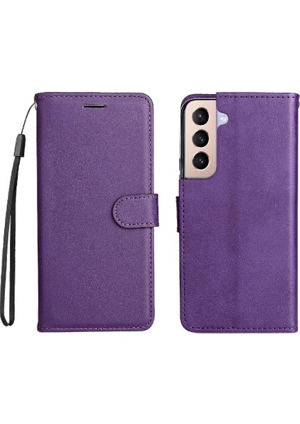 Samsung Galaxy S22 Artı Klasik Düz Renk Iş Cüzdan Için Flip Case (Yurt Dışından)