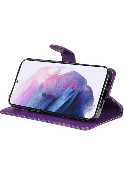Samsung Galaxy S22 Artı Klasik Düz Renk Iş Cüzdan Için Flip Case (Yurt Dışından)
