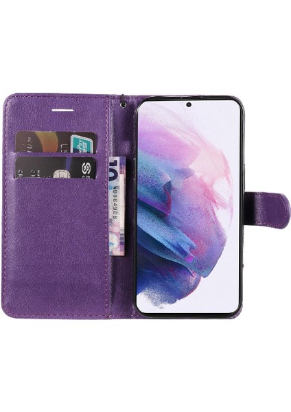 Samsung Galaxy S22 Artı Klasik Düz Renk Iş Cüzdan Için Flip Case (Yurt Dışından)