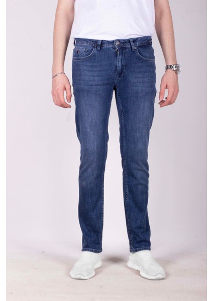 Erkek Kot Pantolon Slim Fit Koyu Mavi Düz Paça 5 Cepli Jean Ncs Jeans 2245 6096