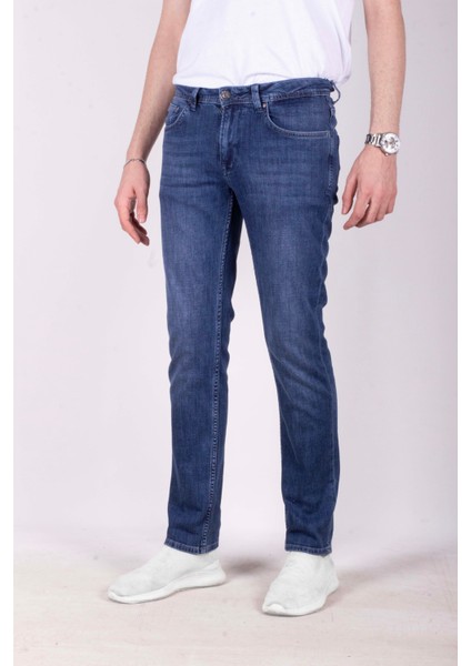 Erkek Kot Pantolon Slim Fit Koyu Mavi Düz Paça 5 Cepli Jean Ncs Jeans 2245 6096