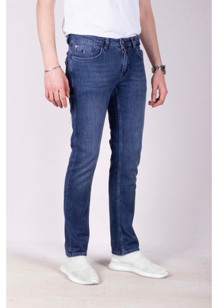 Erkek Kot Pantolon Slim Fit Koyu Mavi Düz Paça 5 Cepli Jean Ncs Jeans 2245 6096