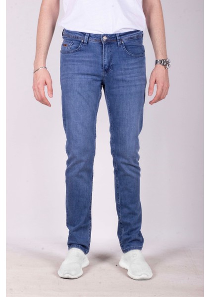 Erkek Kot Pantolon Slim Fit Mavi Düz Paça 5 Cepli Jean Ncs Jeans 2248 6096