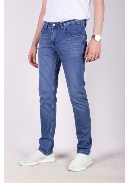 Erkek Kot Pantolon Slim Fit Mavi Düz Paça 5 Cepli Jean Ncs Jeans 2248 6096