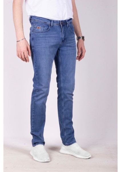 Erkek Kot Pantolon Slim Fit Mavi Düz Paça 5 Cepli Jean Ncs Jeans 2248 6096