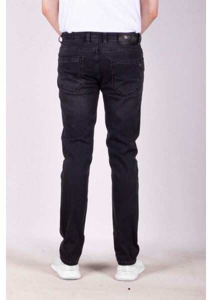 Erkek Kot Pantolon Slim Fit Siyah Düz Paça 5 Cepli Jean Ncs Jeans 2244-6098