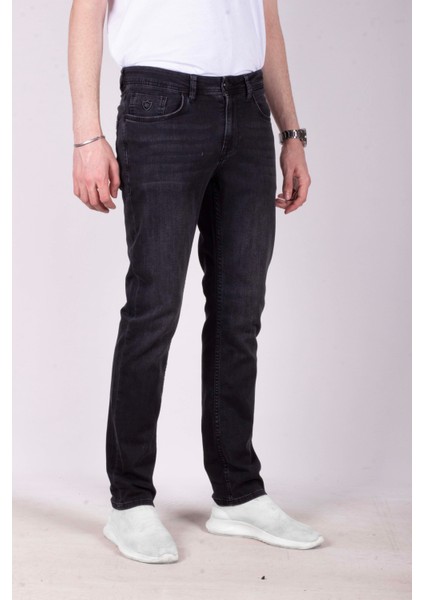 Erkek Kot Pantolon Slim Fit Siyah Düz Paça 5 Cepli Jean Ncs Jeans 2244-6098