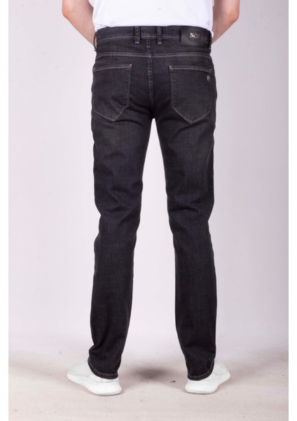 Erkek Kot Pantolon Slim Fit Siyah Düz Paça 5 Cepli Jean Ncs Jeans 2255 6138