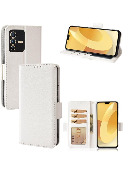 Vivo V23 5g Için Kılıf Manyetik Pu Deri Cüzdan Kart Yuvaları Tutucu Yan (Yurt Dışından)