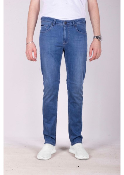 Erkek Kot Pantolon Slim Fit Mavi Düz Paça 5 Cepli Jean Ncs Jeans 2249 6142