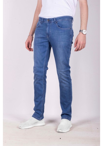 Erkek Kot Pantolon Slim Fit Mavi Düz Paça 5 Cepli Jean Ncs Jeans 2249 6142