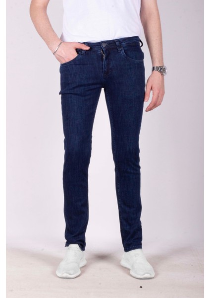 Erkek Kot Pantolon Slim Fit Koyu Mavi Düz Paça 5 Cepli Jean Ncs Jeans 2212 6096