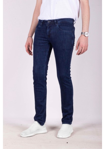 Erkek Kot Pantolon Slim Fit Koyu Mavi Düz Paça 5 Cepli Jean Ncs Jeans 2212 6096