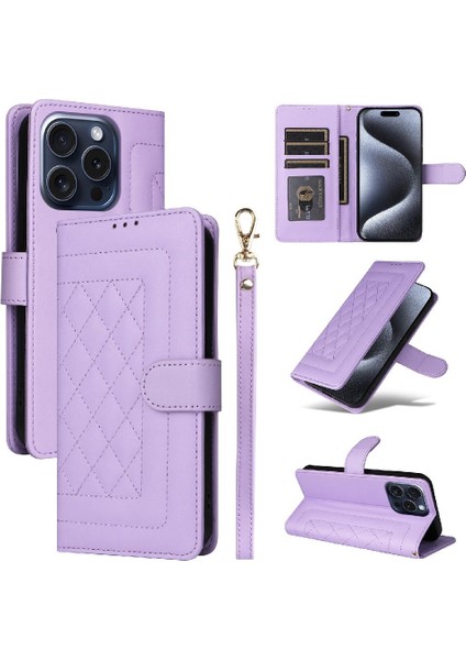 Iphone 15 Için Flip Case Pro Cüzdan Kapak Çevirin Deri Kılıf Basit Iş (Yurt Dışından)