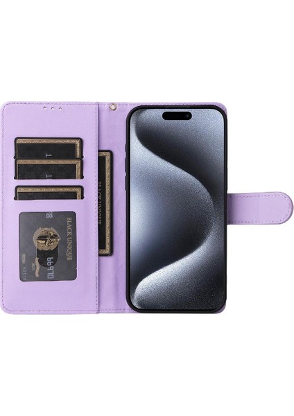 Iphone 15 Için Flip Case Pro Cüzdan Kapak Çevirin Deri Kılıf Basit Iş (Yurt Dışından)