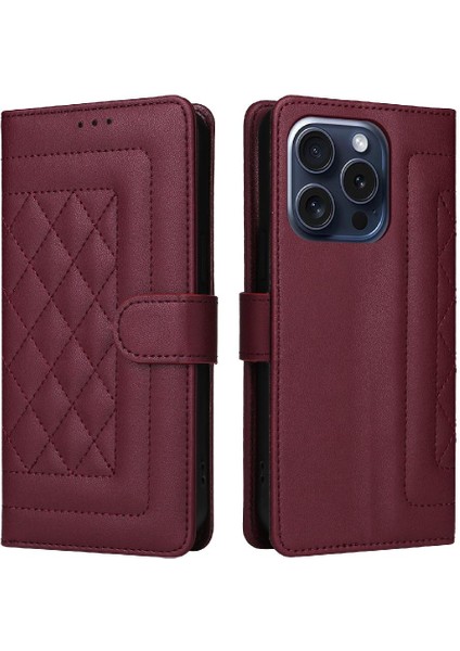 Iphone 15 Için Flip Case Pro Cüzdan Kapak Çevirin Deri Kılıf Basit Iş (Yurt Dışından)