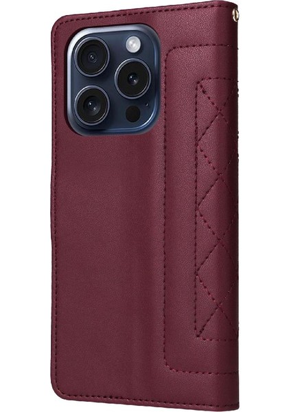 Iphone 15 Için Flip Case Pro Cüzdan Kapak Çevirin Deri Kılıf Basit Iş (Yurt Dışından)