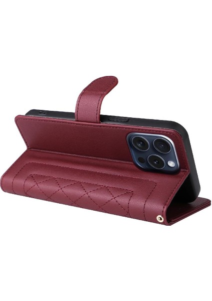 Iphone 15 Için Flip Case Pro Cüzdan Kapak Çevirin Deri Kılıf Basit Iş (Yurt Dışından)