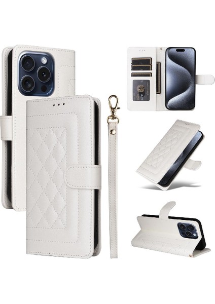 Iphone 15 Için Flip Case Pro Cüzdan Kapak Çevirin Deri Kılıf Basit Iş (Yurt Dışından)