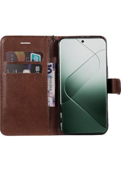 Kart Yuvası ile Xiaomi 14 Pro Için Flip Case Klasik Düz Renk Yüksek Cüzdan (Yurt Dışından) fırsatları