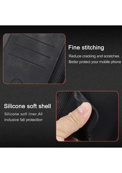 Iphone 15 Için Filp Durumda Pro Max Tam Koruma Kickstand Pu Deri Kayış (Yurt Dışından)