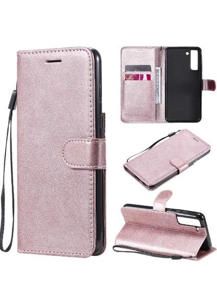 Kart Yuvası ile Samsung Galaxy S21 Fe Klasik Düz Renk Için Flip Case (Yurt Dışından)