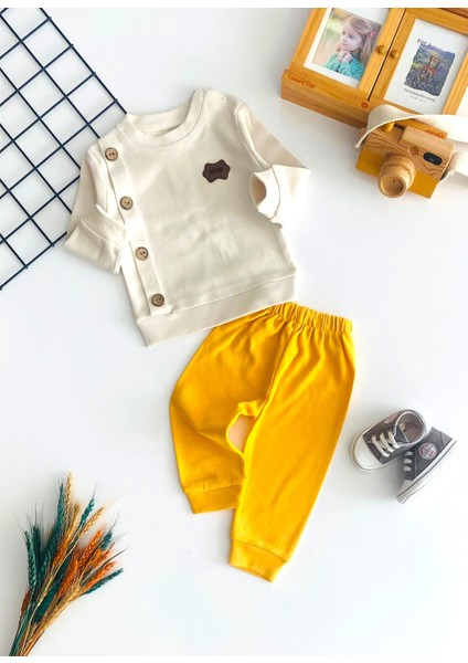 Neşeli Bebekler Önden Düğmeli Armalı Mevsmlik Takım Sarı