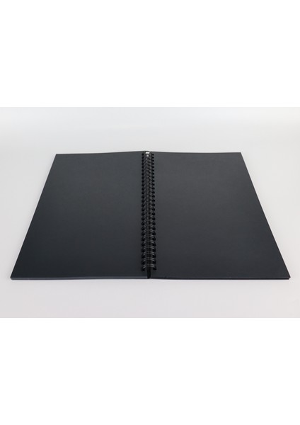 Spiralli Siyah Yapraklı Defter 14 x 20 cm Beyaz Jel Kalem Hediyeli