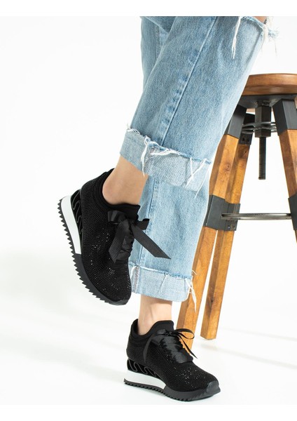 Zenna Yüksek Taban Siyah süet Kadın Spor Ayakkabı indirimleri