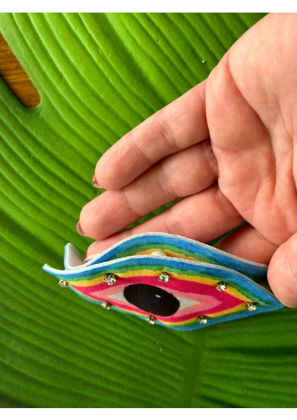 11X6 cm Taşlı Renkli 3 Boyutlu Göz Arma Dikiş Ggiyim Aksesuarı