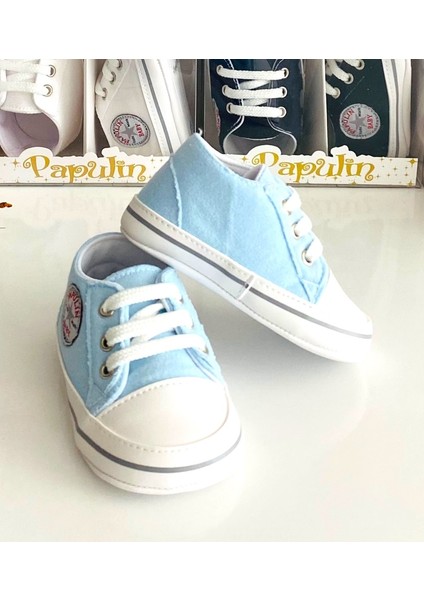 Neşeli Bebekler Üstü Kumaş Bağcıklı Bebek Ayakkabı Mavi fiyatları