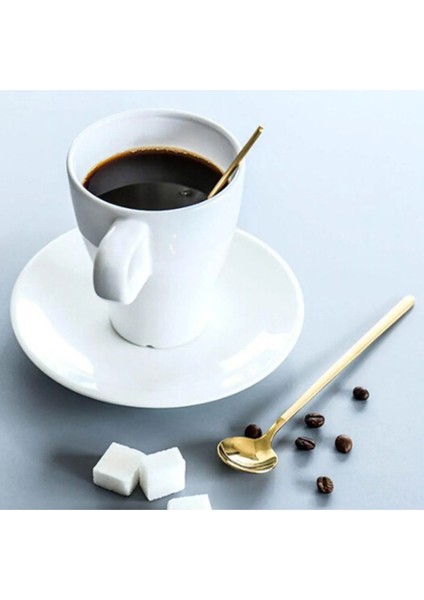 Lüks Mat Gold Siyah Kahve Çay Kaşığı 6 Adet Kutulu Set