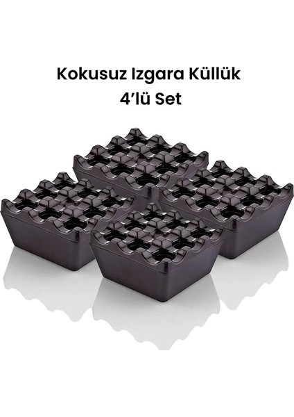 Kokusuz Izgara Küllük 4'lü Set (Ev, Ofis, Kafe ve Restoran Tipi Kül Tablası)