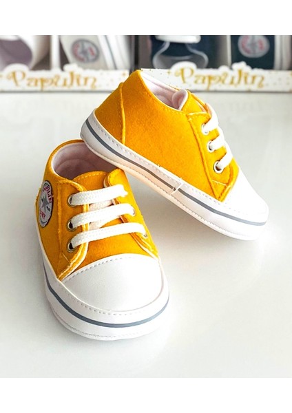Neşeli Bebekler Üstü Kumaş Bağcıklı Bebek Ayakkabı Sarı fiyatları