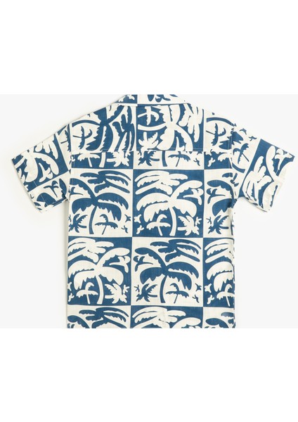 Gömlek Kısa Kollu Palmiye Baskılı Tek Cepli Pamuklu fiyatları