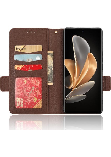 Vivo V29 5g Pu Deri Manyetik Kart Yuvaları Için Kılıf Tutucu Cüzdan Yan (Yurt Dışından)