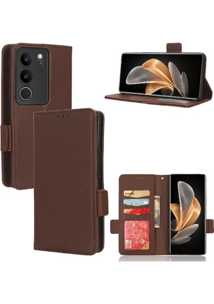 Vivo V29 5g Pu Deri Manyetik Kart Yuvaları Için Kılıf Tutucu Cüzdan Yan (Yurt Dışından)